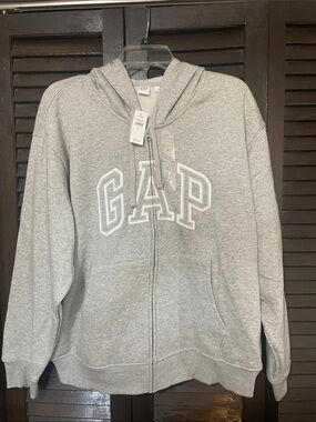 GAP Light Gray Full-Zip Hoodie with Logo